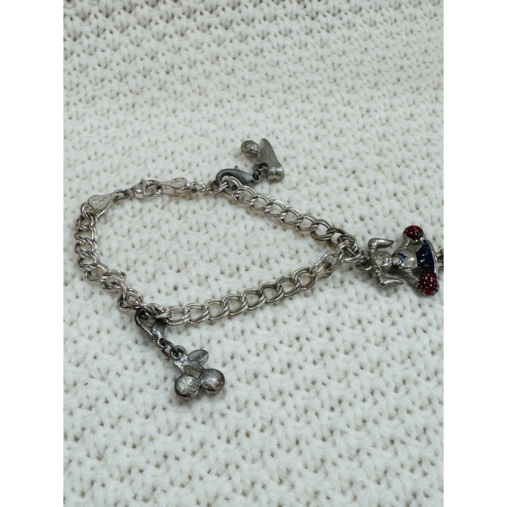 925 Italy Sterling Silver Charm Bracelet w/ Dog Clover Shoe Charms 6.75"